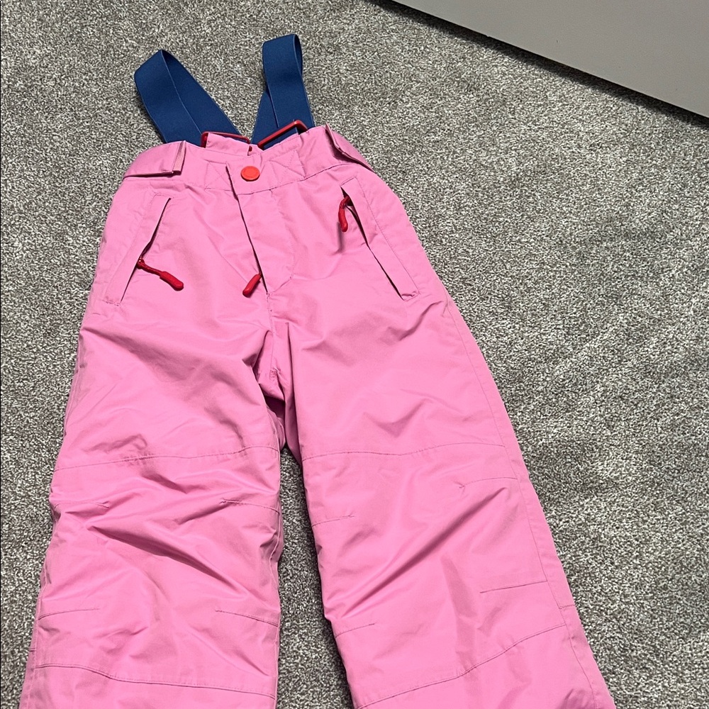 Mini Boden Pink Snow Pants with Blue Straps